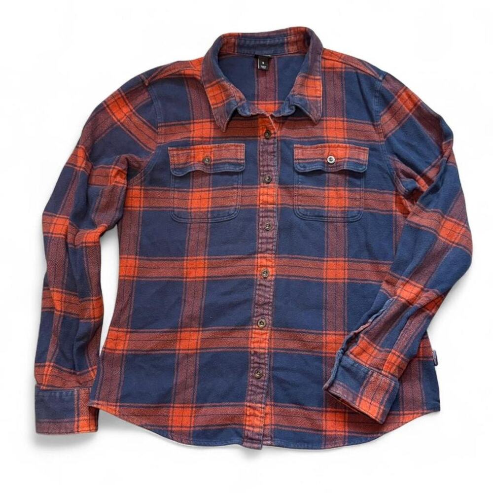 Patagonia VTG 2010s Men’s Orange Navy Blue Outdoors LS Flannel — MEDIUM